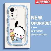 เคส JIUMOO สำหรับ Vivo Y35 Y16 5G Y56 5G เคสน่ารัก Sanrio Pochacco สร้างสรรค์ขอบครีมลูกคลื่นเคสโทรศัพท์แบบใสนิ่มเคสซิลิโคนแฟชั่นเลนส์กล้องถ่ายรูปเคสป้องกันโปร่งใสกันกระแทก