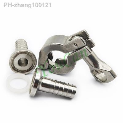 8mm 12.7mm 19mm Hose Barb Sanitary Tri Clamp Hose Barb Set Ferrule 25.4mm 3/4 quot; Tri Clamp Silicone Gasket Stainless Steel SS304