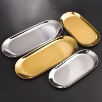 Jewelry Display Tray Stainless Steel Gold Dessert Plate Nut Fruit Cake Tray Snack Kitchen Plate Jewelry Storage Plate