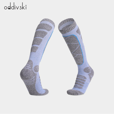 ODDIVSKI ถุงเท้าฤดูหนาวลื่นอบอุ่นหนาภูเขาวีเนียร์คู่กลางความยาวสูงผ้าขนหนูถุงเท้าถุงเท้ากีฬา