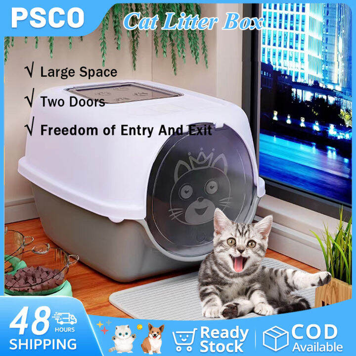 Fully Enclosed Leakproof Urine Cat Litter Box Double Door And Odor