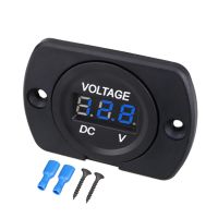 DC 12V LED Digital Display Voltmeter Car Voltage Tester Gauge Meter with Round Panel for Marine Boat Vehicle ATV UTV Motorcycle