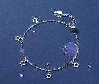 100% Authentic Real. 925 Sterling Silver Fine Jewelry Open Hollow Star Anklet Bracelet GTLS713