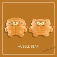 【hot sale】 ◇ C02 Funny Muscle Bear Lion Cute AirPods Pro Earphone Cover Airpods1/2 Case Cartoon Silicone Soft Shell Apple Bluetooth Wireless Earphone Cover