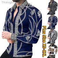 ☼✒■ New Mens Shirts Luxury Pattern Printing Sleeved Clothing Cardigan Shirt XS-8XL