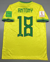 เสื้อบอล แฟนบอล ทีมชาติ บราซิล เหย้า บอลโลก 2022  Brazil Home พร้อมเบอร์ชื่อ 18 ANTONY อาร์ม ฟุตบอลโลก World Cup 2022