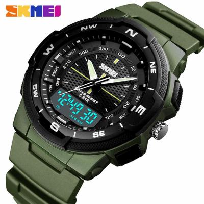 SKMEI ยี่ห้อทหารผู้ชายกีฬากลางแจ้ง 50 M นาฬิกากันน้ำ Multi - Function Digital 12/24 Chronograph นาฬิกาสายรัดข้อมือพียูผู้ชายs นาฬิกาแฟชั่นของสุภาพบุรุษนาฬิกา