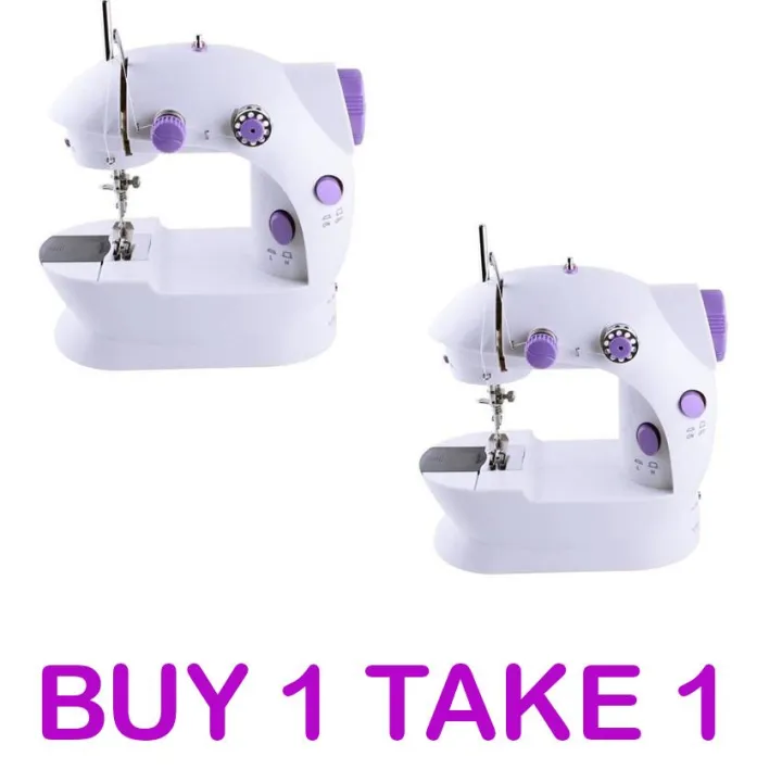 Double Thread Sewing Machine with Foot Pedal and Adapter(White-Lavender ...