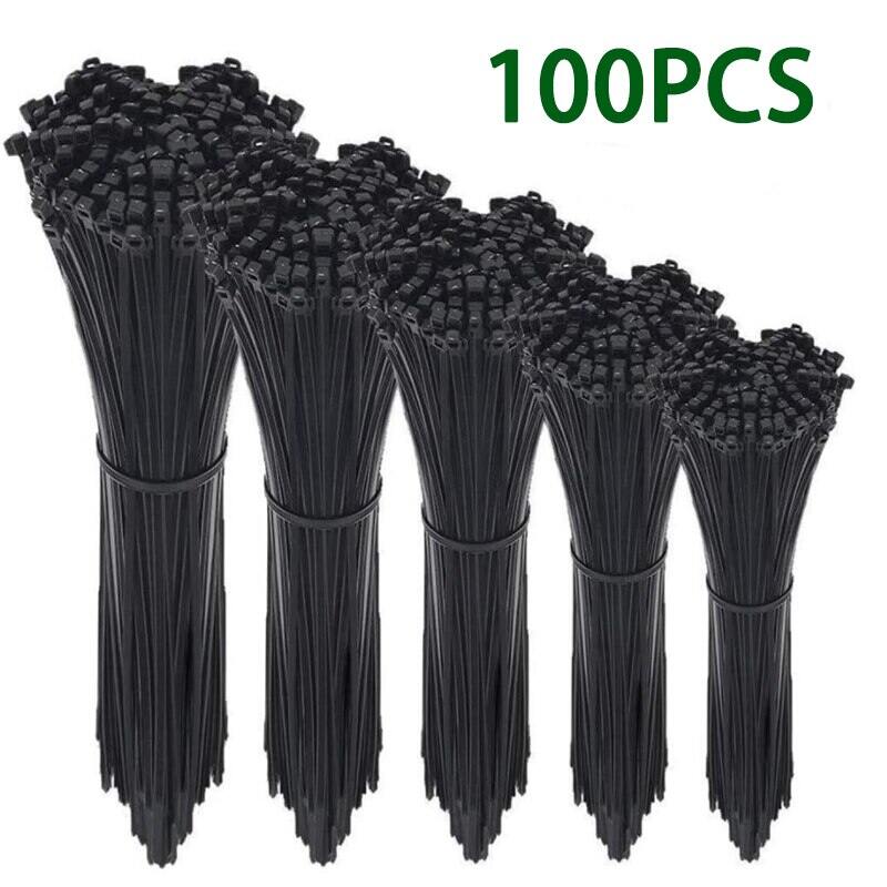 100PCS 4.8x300mm Locking Nylon Plastic Cable Ties Zip Wire BLACK Cord Wrap SM 