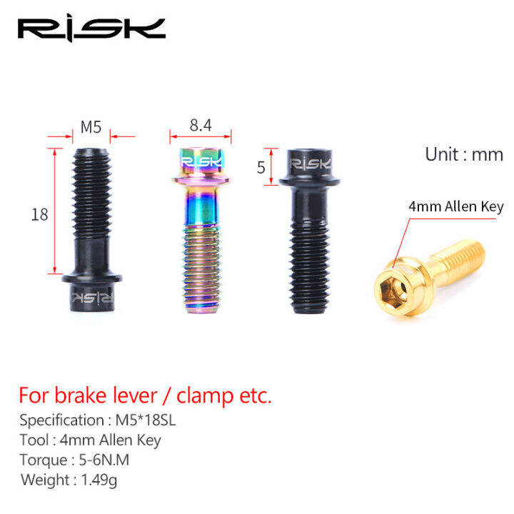 2pcs-m5x18mm-จักรยานเบรค-lever-bolts-titanium-alloy-hollow-disc-ke-clamp-สกรูคงที่-mountain-bike-seat-post-clamp-bolt