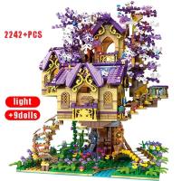 NEW LEGO 2021 MOC Cherry Tree House Street View Bricks With Light Building Blocks City Construction Toys for Friend Kids Birthday Gifts