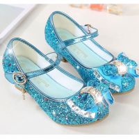 Children Princess Shoes for Girls Sandals High Heel Glitter Shiny Rhinestone Enfants Fille Female Party Dress ShoesTH