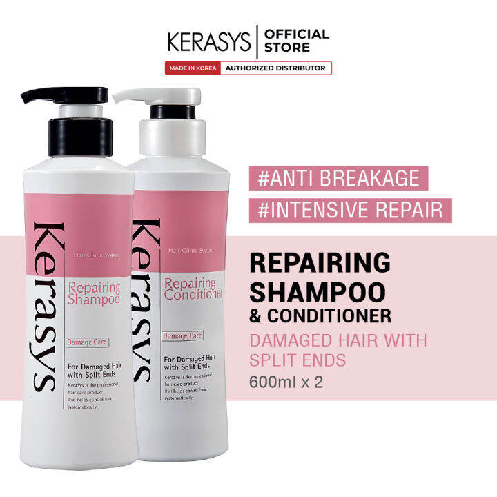 Kerasys Damaged Care Repairing Shampoo & Conditioner 600mL 1 Set | Lazada