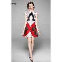 Fashionable All-Match Waist Slimming Positioning Printed Vest Dress