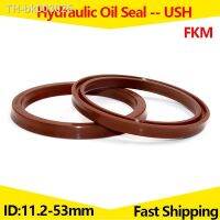 ❡♨❈ USH Hydraulic Oil SealPiston/Piston Rod/Shaft Seals FluorineRubberOil Pumps EnginesBrown2PcsID 11.2-53mm