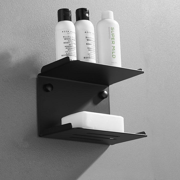 bathroom-soap-holder-stainless-steel-black-kitchen-soap-dish-wall-mounted-double-layer-cosmetic-shampoo-shelf-shower-caddy-rack