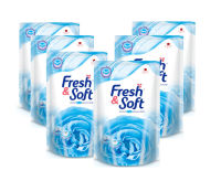 ( มีคูปองส่งฟรี  )( 400 ml 6 ถุง  ) Fresh &amp; Soft น้ำยาซักผ้า เฟรช แอนด์ ซอฟท์ กลิ่น Morning Kiss (สีฟ้า)    ชนิดเติม