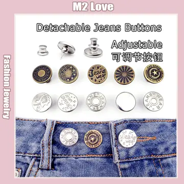5pcs Elastic Pants Waist Extender Adjustable Jeans Button Extender Metal  Button No Sew Button for Men Women Dress Collar Skirts