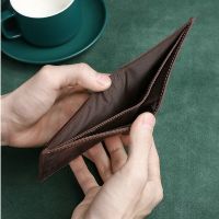 ZZOOI GENODERN New Mens Leather Wallet Business Fashion Retro Crazy Horse Leather Wallet