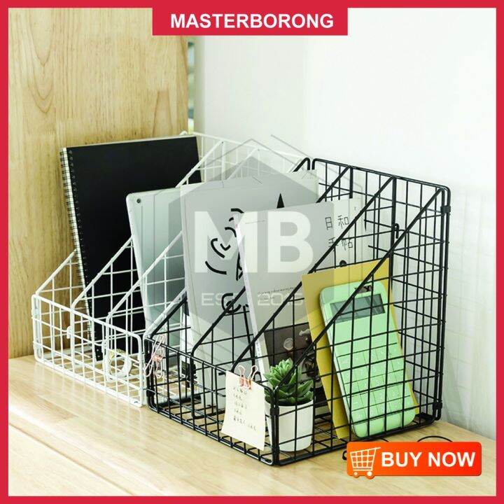 masterborong Metal Desk Organizer Wire Grid Magazine File Holder Book