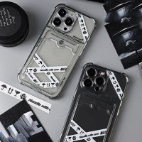 IPhone Case Card Case Silicone Soft Case Clear Case Card Photo Storage Ins Simple Style Shockproof Protection Camera Compatible with IPhone 13 Pro Max