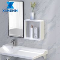 ♨ XUNSHINI Punch Free Bathroom Shelf White Wall Shelves Shower Basket Wall Storage Organizer Rack Bathroom Accessories