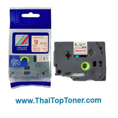 เทปพิมพ์อักษร Brother TZE 222  (เทียบเท่า) 9mm อักษรแดงพื้นขาว