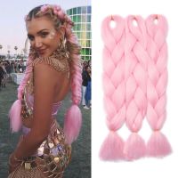 Lihui 24 Synthetic Braiding Hair Pink Jumbo Braids Hairstyles Purple Blue Blonde Ombre Hair Extensions For Women 100G/Pack