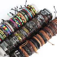 Wholesale 100Pcslot Vintage Leather celets For Women Men Mix Style Cuff Bangle Jewelry Party Gifts