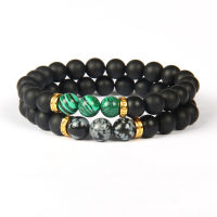 Ailatu Wholesale 10pcslot 8mm Best Quality Matte Onyx &amp; Obsidian Malachiste Stone Couples Distance Beaded Bracelet