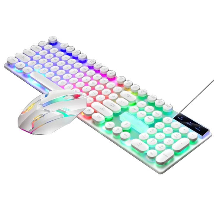 Waterproof Punk Keyboard with 108 Round Keycaps Luminous Keyboard Mute ...