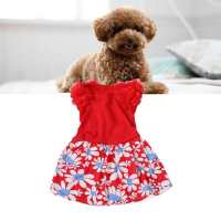 Dog Dress Soft Breathable Lightweight Cute Stylish Summer Clothes Floral Puppy Dress for Daily Party Red Cosplay Dresses