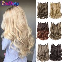 DinDong 16 inch Synthetic Invisible Wire Hair Extensions Wavy 3 Pieces Fish Line Clips in Hair Extensions Natural Hair Clips Wig  Hair Extensions  Pad