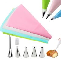 ❄♘ 6pcs DIY Reusable Puff Cake Icing Piping Tip Silicone Pastry Bag Cream Cupcake Butter Tube Nozzle Decor Baking Bags Kitchen Tool