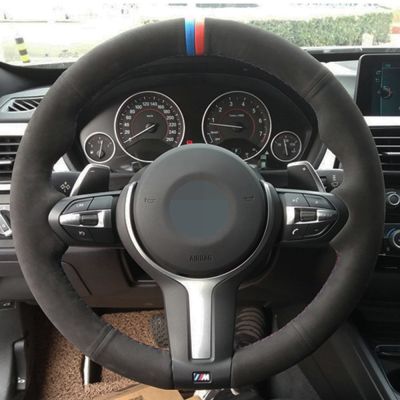DIY Genuine Leather Suede Car Steering Wheel Cover For BMW F87 M2 F80 M3 F82 M4 M5 F12 F13 M6 F85 X5 M F86 X6 M F33 F30 M Sport