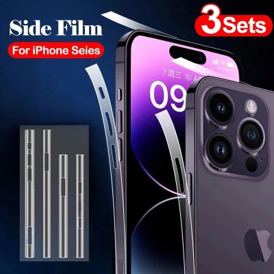 3Sets Clear Sticker Phone Side Film For iPhone 14 13 12 11 Pro Max 14 Plus Frame Protective Ultra Thin Border TPU Hydrogel Film