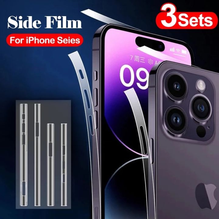 3sets-clear-sticker-phone-side-film-for-iphone-14-13-12-11-pro-max-14-plus-frame-protective-ultra-thin-border-tpu-hydrogel-film