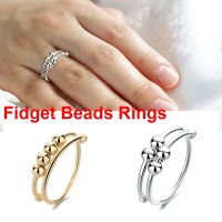 CACTU New Anxiety Ring Creativity Beaded Jewelry Fidget Beads Rings Accessories Single Coil Fashion Girl Women Anti Stress Rotate FreelyMulticolor