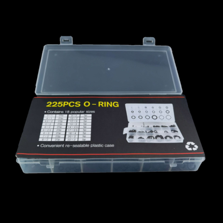 eco-ยาง-โอริง-225pcs-o-ring-assortment-kit-18-sizes-พร้อมกล่อง-ทนทานต่อการกัดกร่อน-สินค้าแนะนำ-ส่งไว-มีบริการเก็บเงินปลายทาง