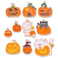 【YF】¤❏✼  20Pcs Multicolor Pumpkin Mummy Enamel Alloy Pendant for Jewelry Earrings Supplies