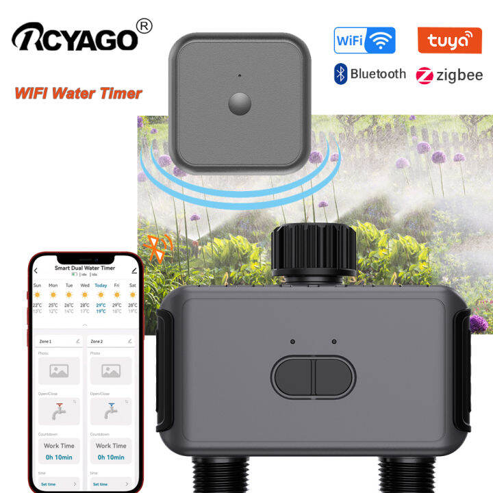 RCYAGO WIFI Automatic Watering Timer Garden Irrigation Timer 2 Zones