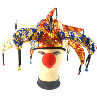 Clown Hat with Small Bell Cap Halloween Hats Halloween Decorations Clown Circus Theme Party Decor Performer Decor Supplies