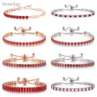 Chic Red Zircon Short Tennis Bracelet for Women Men Dazzling Crystal Adjustable Chain on Hand Fashion Jewelry Dropship Wholesale