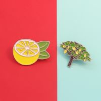 lemon Wishing tree Enamel Brooch Yellow lemon Fruits Lapel Pin Backpack clothes Cartoon jewelry Badges