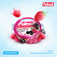 ลูกอมมิกซ์เบอร์รี่ ผสมวิตามินซี Pulmoll Mixed Berry +Acai+Vitamin C พูลมอล ลูกอมปราศจากน้ำตาล สดชื่น เสริมภูมิคุ้มกัน Toothfriendly   45 กรัม