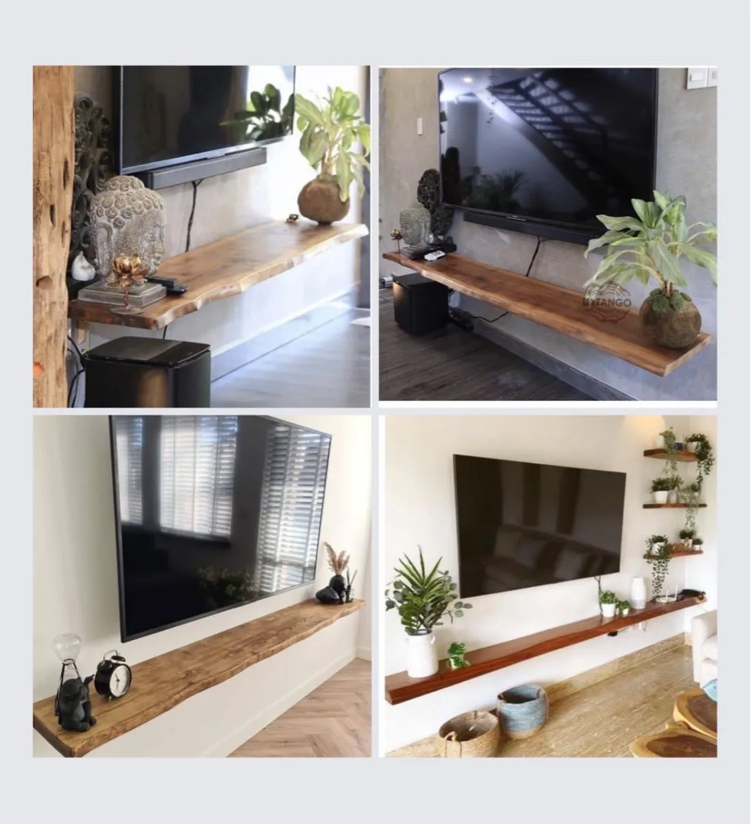 Hãy tưởng tượng một chiếc kệ tivi gỗ tự nhiên đẹp mắt được treo lên tường để tạo ra không gian phòng khách sang trọng và ấm cúng. Bạn sẽ yêu thích vẻ đẹp tự nhiên mà nó mang lại cho không gian của bạn.