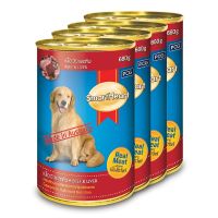 สมาร์ทฮาร์ท อาหารสุนัขกระป๋อง รสเนื้อวัวและตับ 400 กรัม X 4 กระป๋อง - SmartHeart Can Dog Food Beef &amp; Liver 400 g x 4