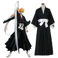 Anime Bleach Costume Kurosaki Ichigo Cosplay For Men Women Japanese Traditional Kimono For Adults Performance Show Fancy Role