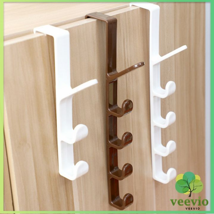 veevio-ที่แขวนประตู-ตะขอแขวนประตู-5-ขอ-ที่แขวนของเกี่ยวประตู-ส่งคละสี-back-door-multipurpose-hanger