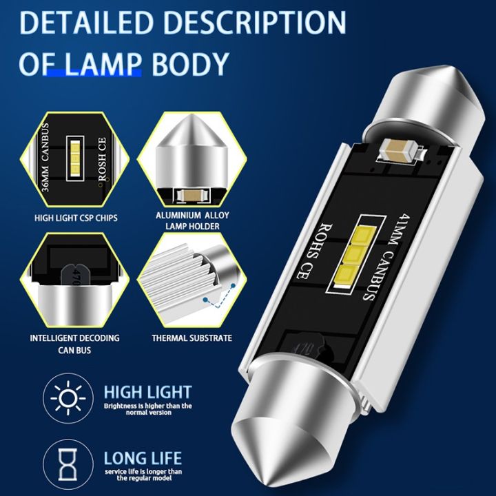 1ชิ้น-c5w-csp-c-an-bus-ป้ายทะเบียนแสง36มิลลิเมตร39มิลลิเมตรแสง1860-led-โดม41มิลลิเมตรพู่ห้อย31มิลลิเมตรสีขาว-c5w-ภายในรถแสงไฟอ่านหนังสือ